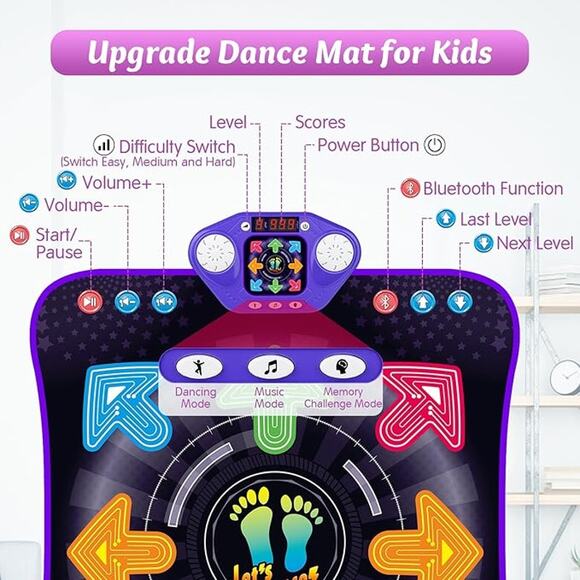 Dance Mat Toys for 3-12 Year Old Girls & Boys Light Up 8 Buttons Dance Mats NEW - Picture 11 of 11